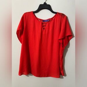 XXL Red Women's Top with lave detail